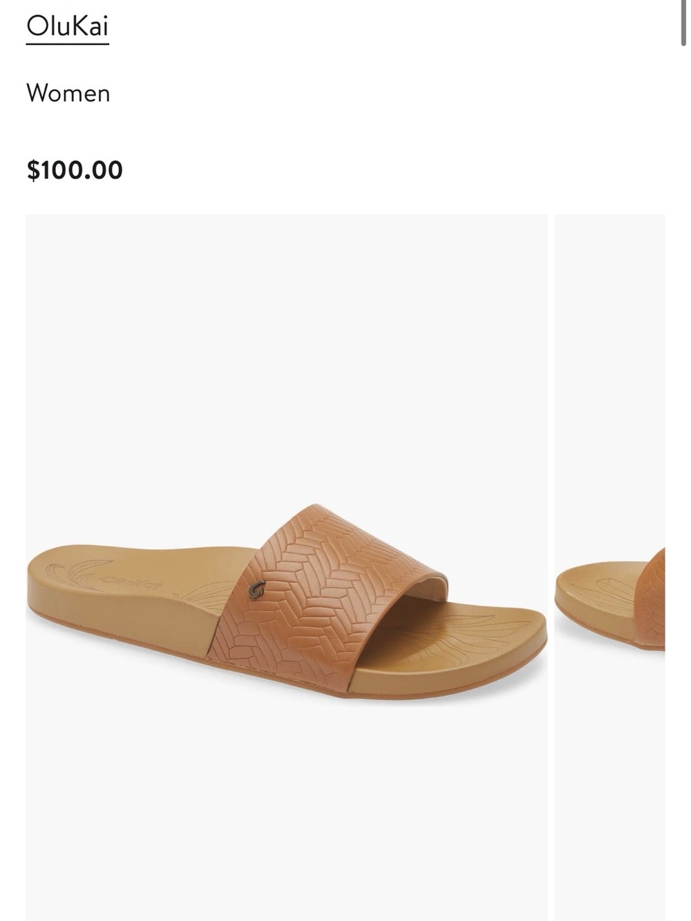 OluKai Women's Sahara Weave Tan Slide Sandals - Picture 3 of 3